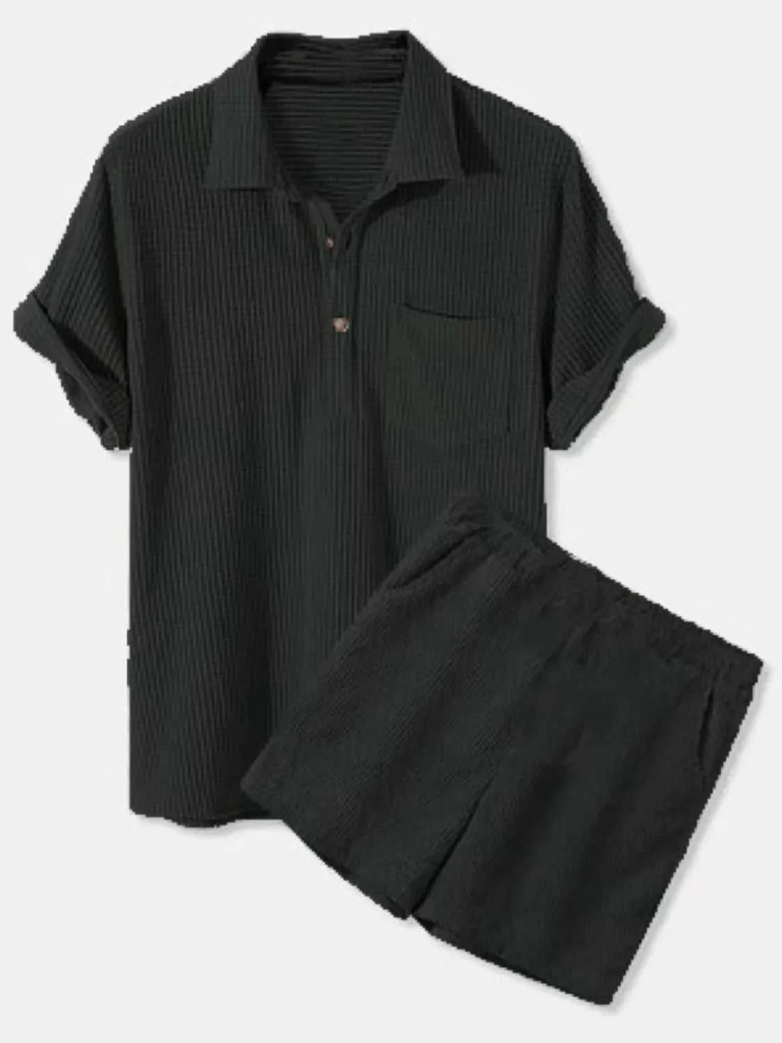 Men's Full Size Button Detail Short Sleeve Top and Shorts Set Plus Size 100400135829781 40 Affordable Fashion Under $100 Jerry's Apparel 