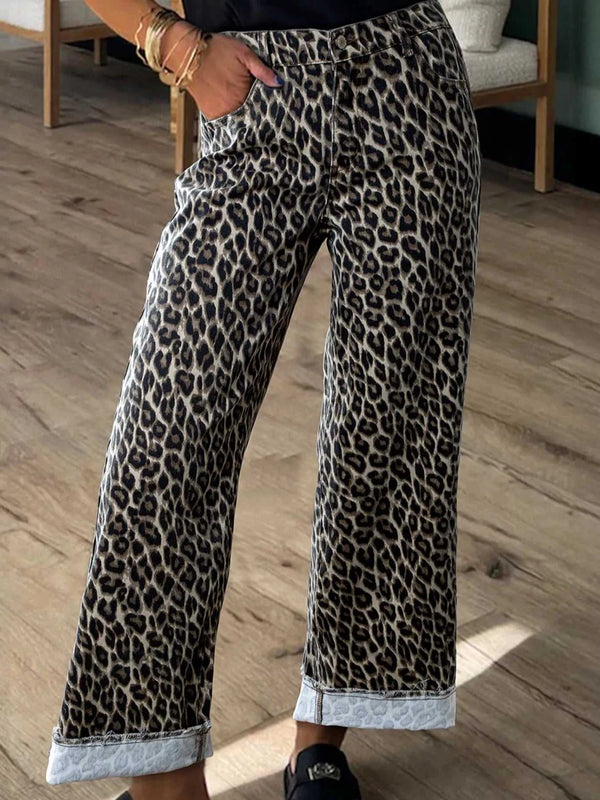 Leopard Straight Loose Leg Jeans 100100653573657 66 Seasonal Fashion Collections Jerry's Apparel 