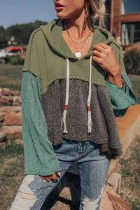 Color Block Waffle Knit Raw Hem Hoodie 100100959651354 43 Affordable Fashion Under $100 Jerry's Apparel 