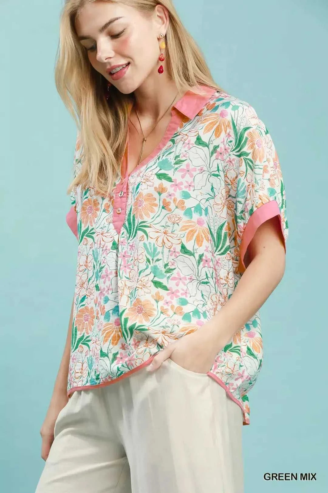 Umgee Floral Print Oversized Top 100100155031834 49 Affordable Fashion Under $100 Jerry's Apparel 