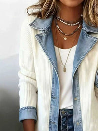 Full Size Denim Trim Ribbed Knit Jacket Plus Size 101001578991997 43 Affordable Fashion Under $100 Jerry's Apparel 