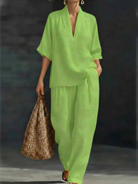 Full Size Half Sleeve Top and Wide Leg Pants Set Plus Size 100100468706321 46 Affordable Fashion Under $100 Jerry's Apparel 