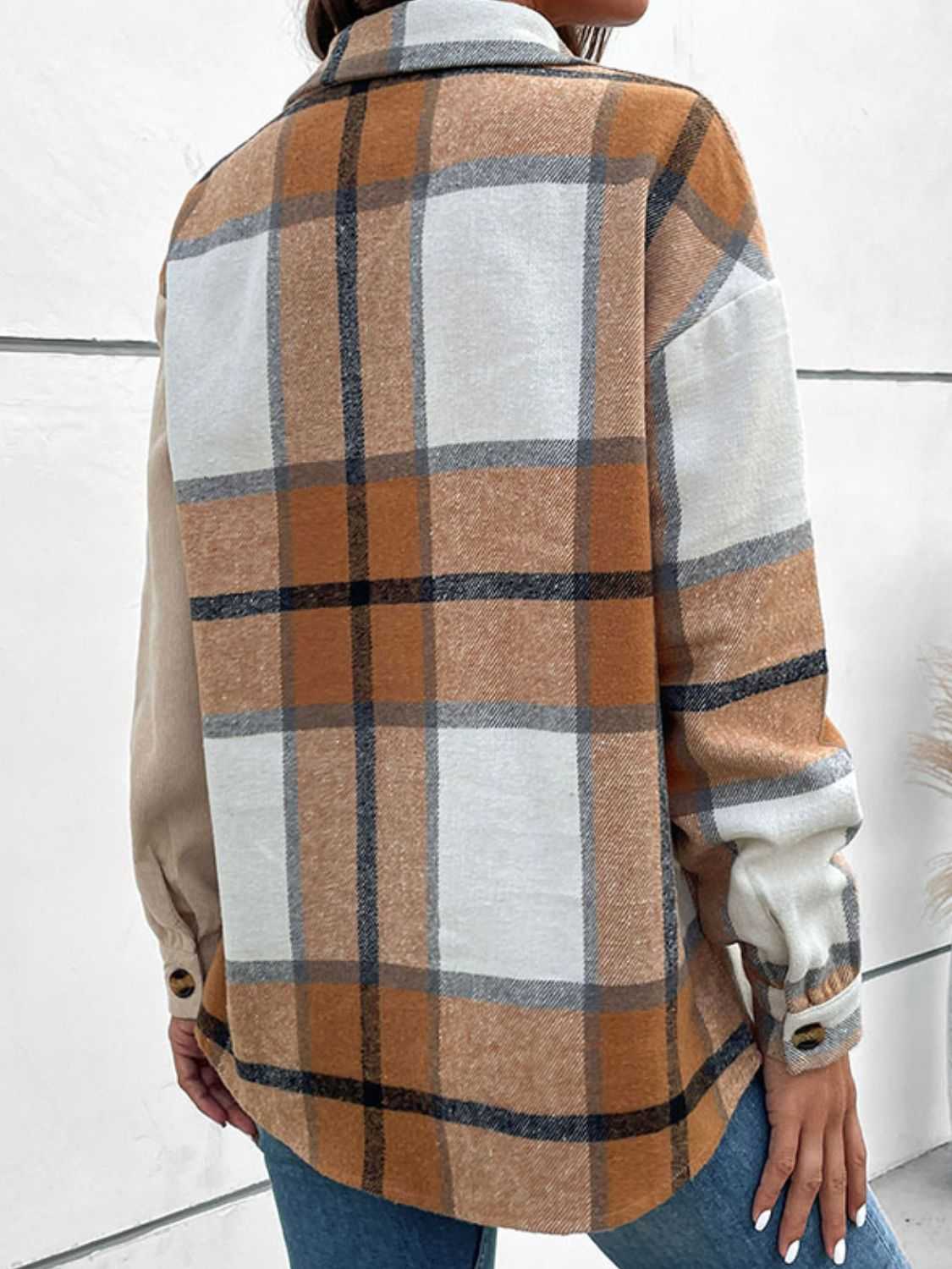 Perfee Contrast Plaid Print Dropped Shoulder Shirt 100100440964796 51 Affordable Fashion Under $100 Jerry's Apparel 