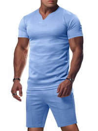 Men's Full Size V-Neck Short Sleeve T-Shirt and Shorts Set Plus Size 100400710859816 35 Affordable Fashion Under $100 Jerry's Apparel 