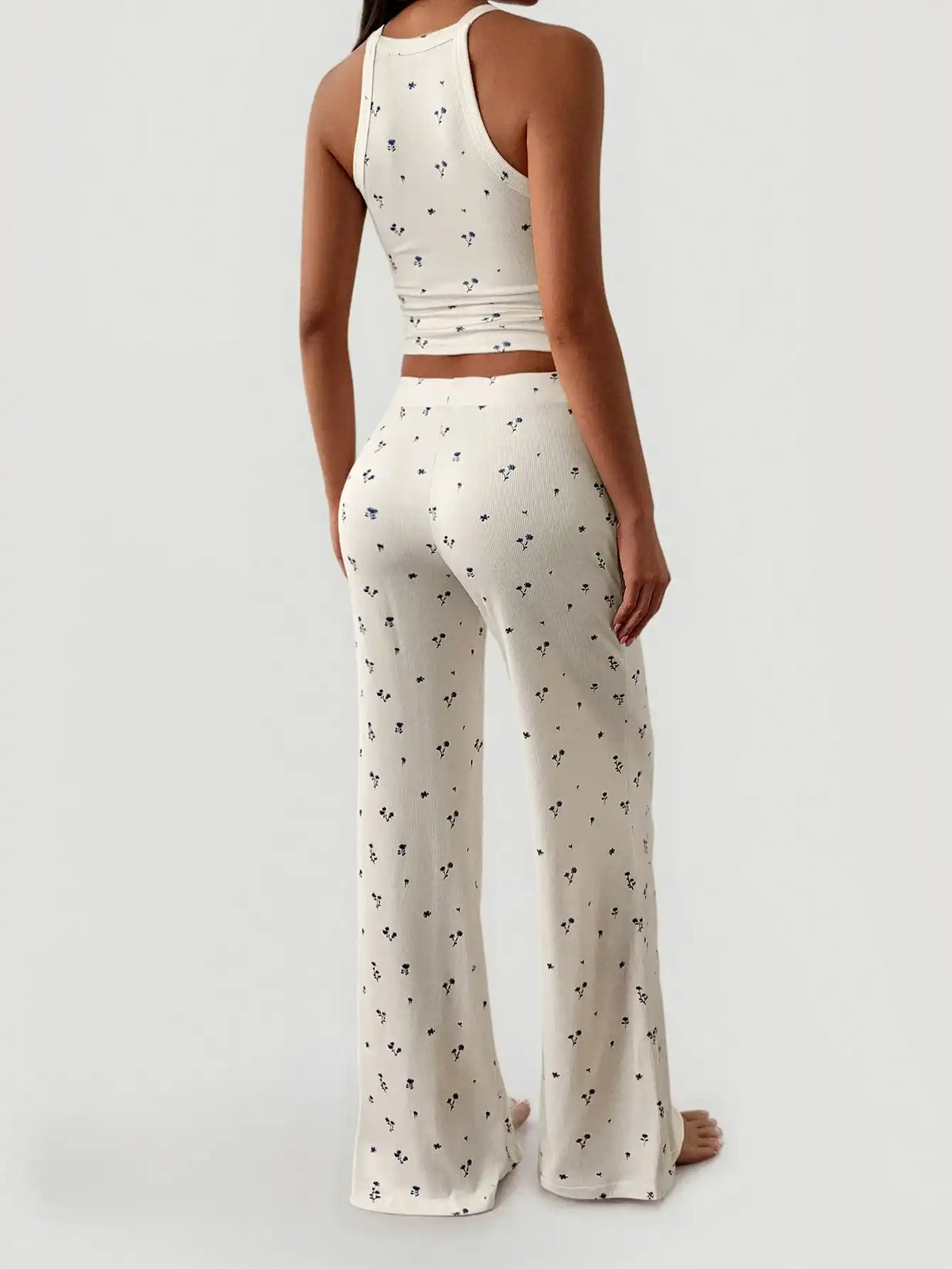 Floral Ribbed Cami and Wide Leg Pants Set 100100257950091 49 Gifts for Her Jerry's Apparel 