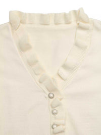Ruffle Trim Pearl Button V-Neck Knit Top 100100535859062 43 Affordable Fashion Under $100 Jerry's Apparel 