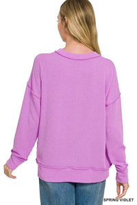 Zenana Corded Rib Long Sleeve Round Neck Top 100100719451818 23 Gifts for Her Jerry's Apparel 
