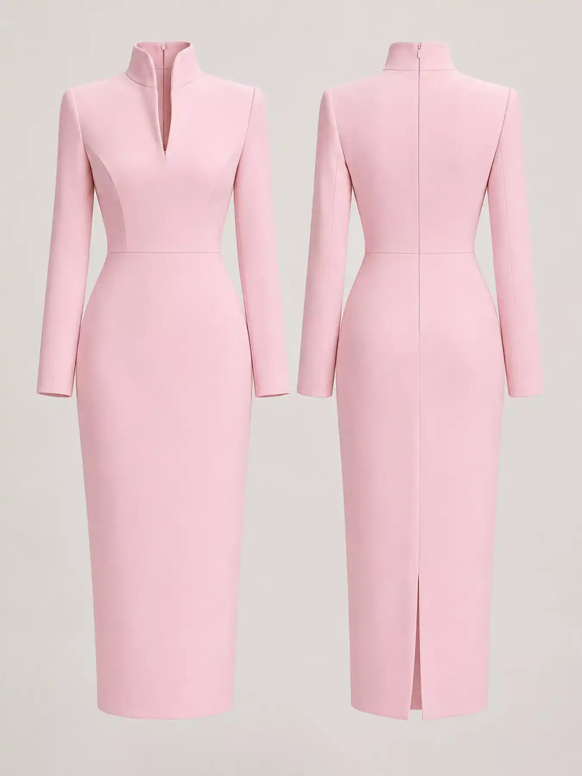Full Size Stand-Collar Long-Sleeve Midi Dress Plus Size 101001432460062 48 Affordable Fashion Under $100 Jerry's Apparel 