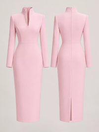 Full Size Stand-Collar Long-Sleeve Midi Dress Plus Size 101001432460062 48 Affordable Fashion Under $100 Jerry's Apparel 