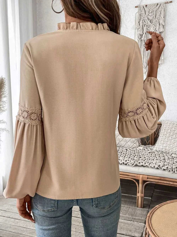 Perfee Frill Tie Neck Long Sleeve Blouse 100100140621598 33 Affordable Fashion Under $100 Jerry's Apparel 