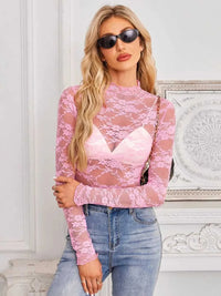 Mock Neck Long Sleeve Lace Sheer Top 100100861526419 16 Affordable Fashion Under $100 Jerry's Apparel 