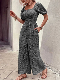 Printed Square Neck Puff Sleeve Jumpsuit 100100619721006 31 Affordable Fashion Under $100 Jerry's Apparel 