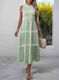 Smocked Striped Lace Trim Sleeveless Midi Dress 100100337606296 49 Affordable Fashion Under $100 Jerry's Apparel 