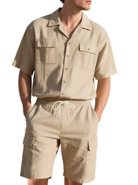 Men's Full Size Button Up Shirt and Shorts Set Plus Size 100400974487606 48 Affordable Fashion Under $100 Jerry's Apparel 