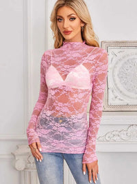 Mock Neck Long Sleeve Lace Sheer Top 100100861526419 16 Affordable Fashion Under $100 Jerry's Apparel 