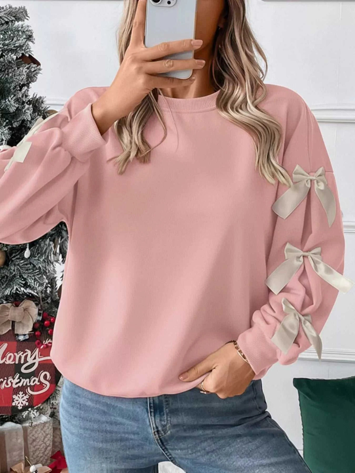 Bowknot Sleeve Round Neck Sweatshirt 100100401151060 31 Affordable Fashion Under $100 Jerry's Apparel 