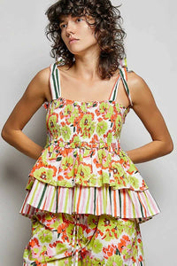 POL Floral Smocked Ruffled Cami with Tie Shoulder Straps 100100869351692 64 Affordable Fashion Under $100 Jerry's Apparel 