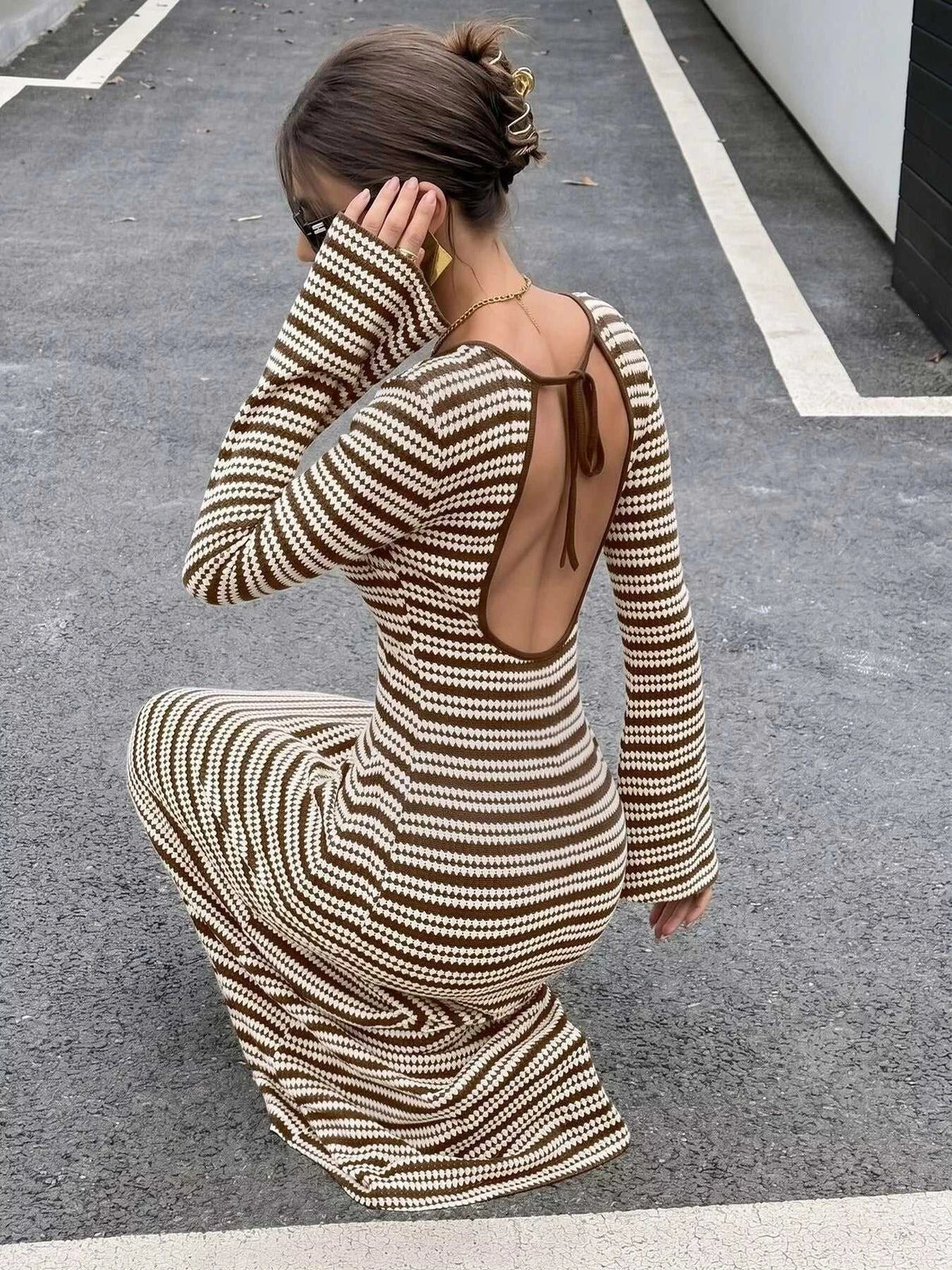 Striped Flare Sleeve Ribbed Knit Dress 101002374849166 47 Affordable Fashion Under $100 Jerry's Apparel 
