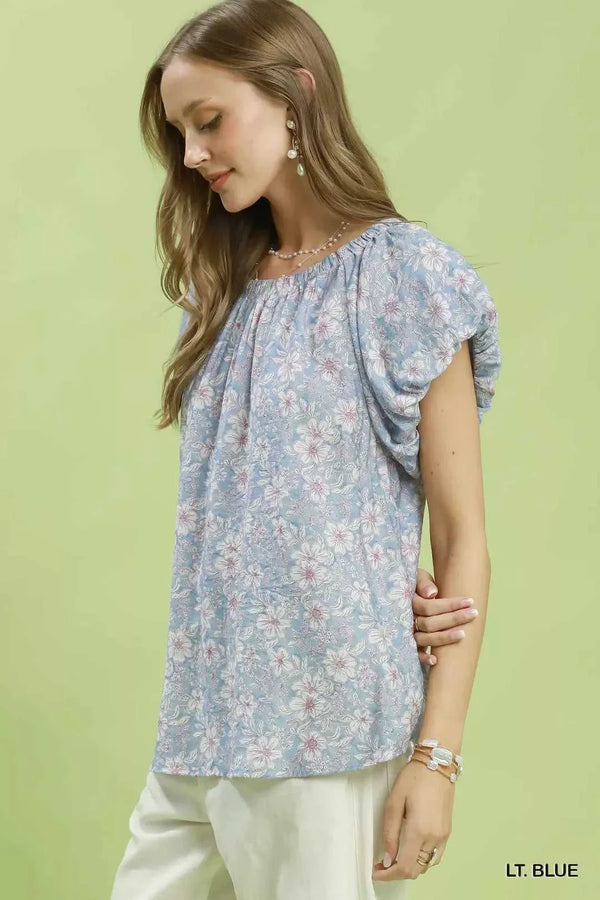 Umgee Floral Puff Sleeve Blouse 100100039441824 47 Affordable Fashion Under $100 Jerry's Apparel 