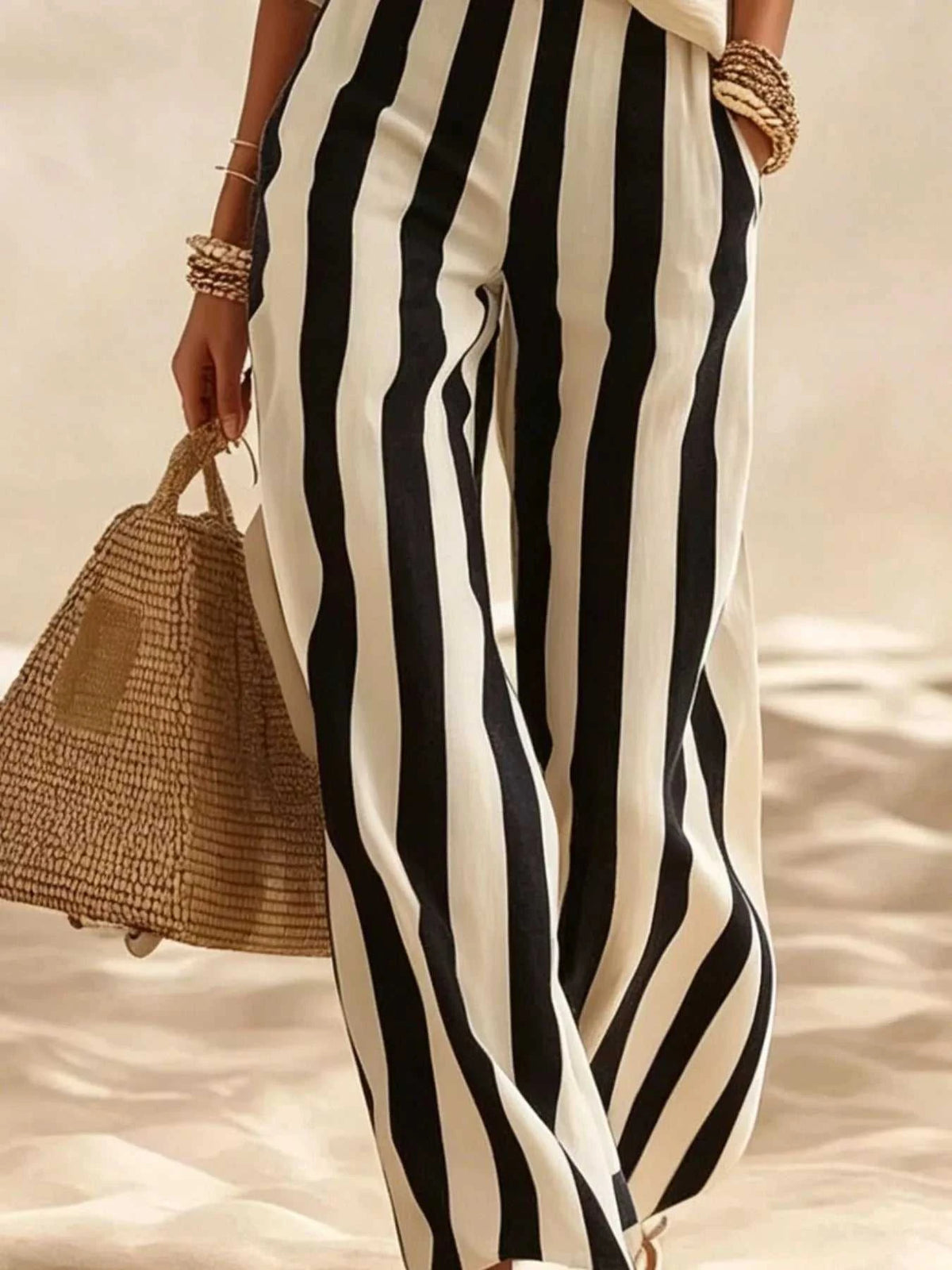 Full Size Striped Half Sleeve Top and Pants Set Plus Size 101001333529279 41 Affordable Fashion Under $100 Jerry's Apparel 