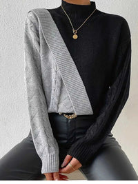 Color Block Cable Knit Mock Neck Sweater 101002950015213 40 Affordable Fashion Under $100 Jerry's Apparel 