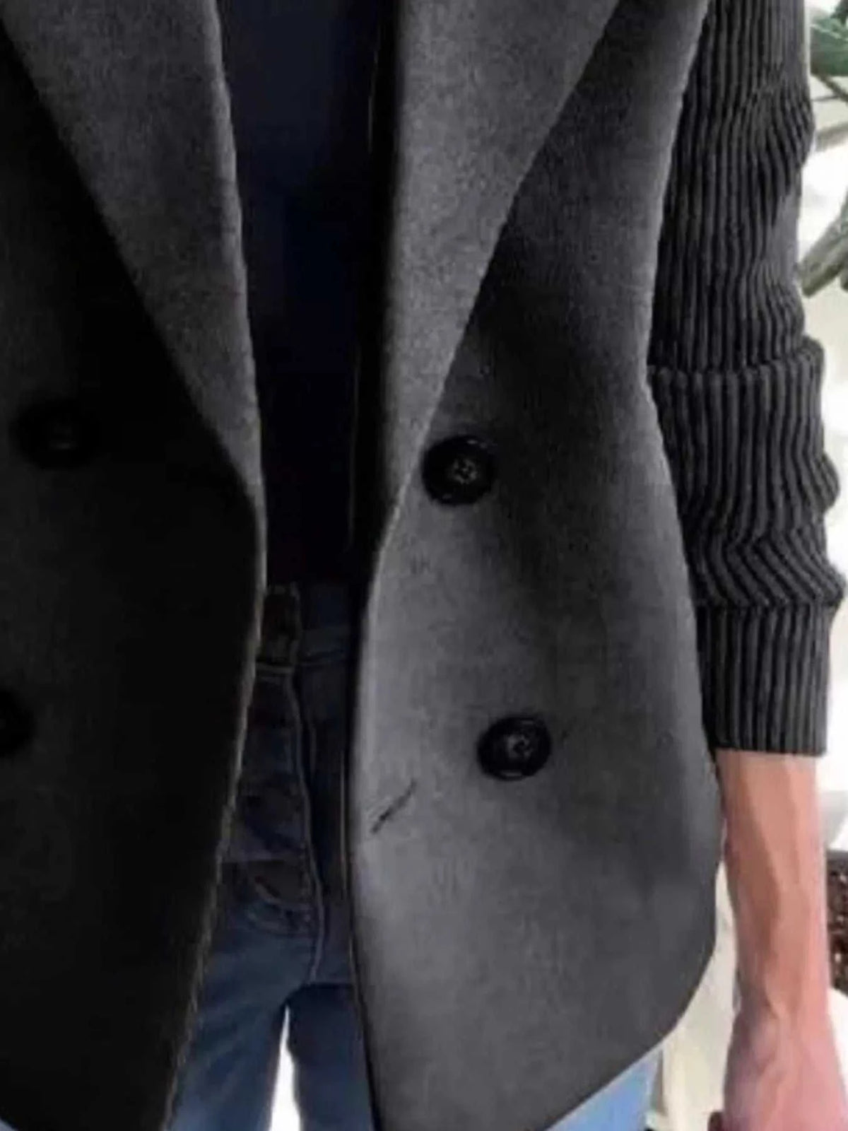 Full Size Knitted Sleeve Wool Blend Double-Breasted Blazer Plus Size 100100695520527 42 Affordable Fashion Under $100 Jerry's Apparel 