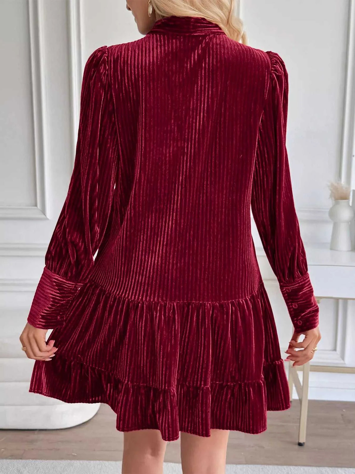 Velvet Tie Front Tiered Mini Dress 100100994495878 52 Affordable Fashion Under $100 Jerry's Apparel 