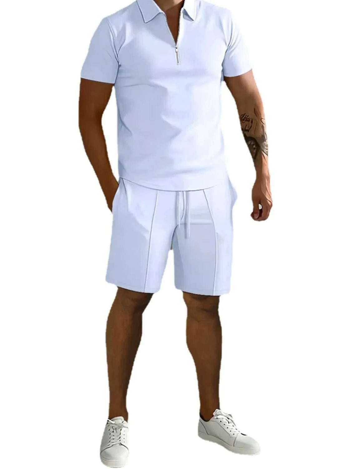 Men's Full Size Collared Neck Short Sleeve Top and Shorts Set Plus Size 100400205310003 33 Affordable Fashion Under $100 Jerry's Apparel 