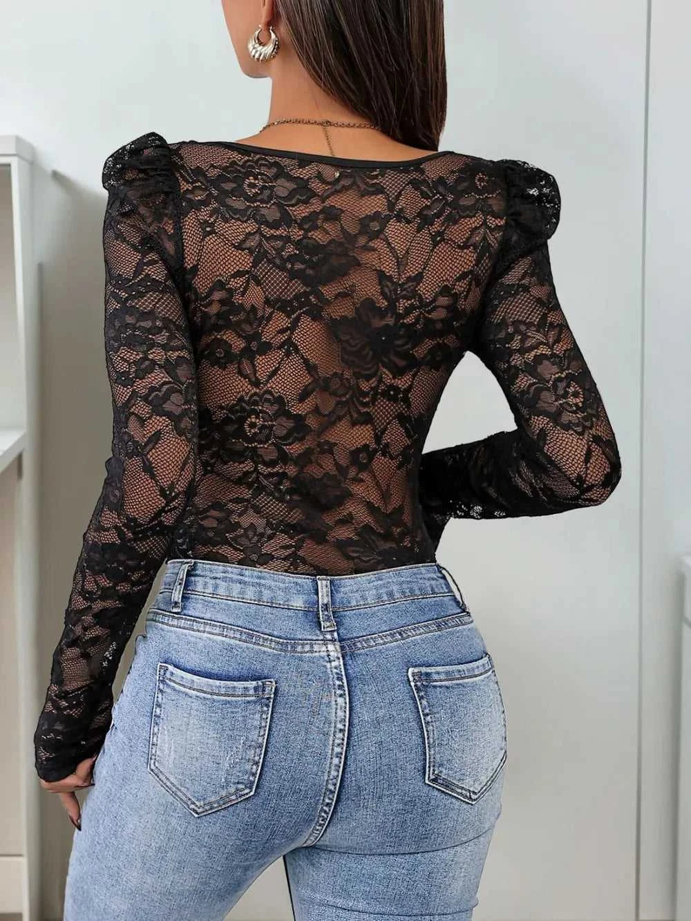 Perfee Sweetheart Neck Long Sleeve Lace Bodysuit 100100632641217 26 Affordable Fashion Under $100 Jerry's Apparel 