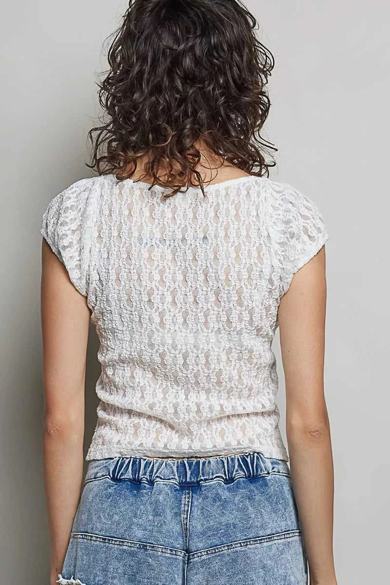 POL Sweetheart Neck Lace Short Sleeve Top 100100727331209 48 Affordable Fashion Under $100 Jerry's Apparel 