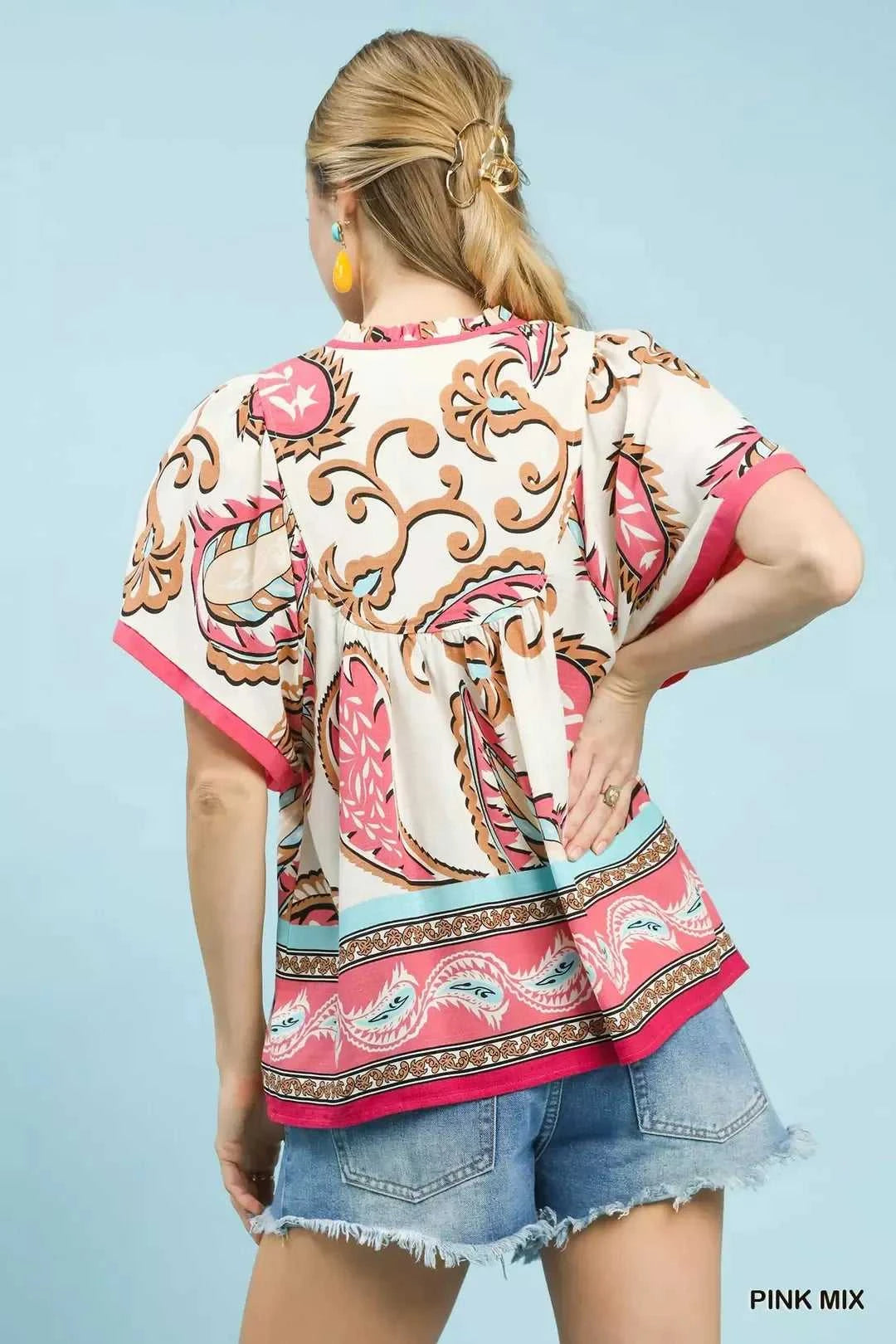 Umgee Mix Paisley Border Print Tassel Top 100100678121566 45 Affordable Fashion Under $100 Jerry's Apparel 