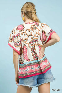 Umgee Mix Paisley Border Print Tassel Top 100100678121566 45 Affordable Fashion Under $100 Jerry's Apparel 