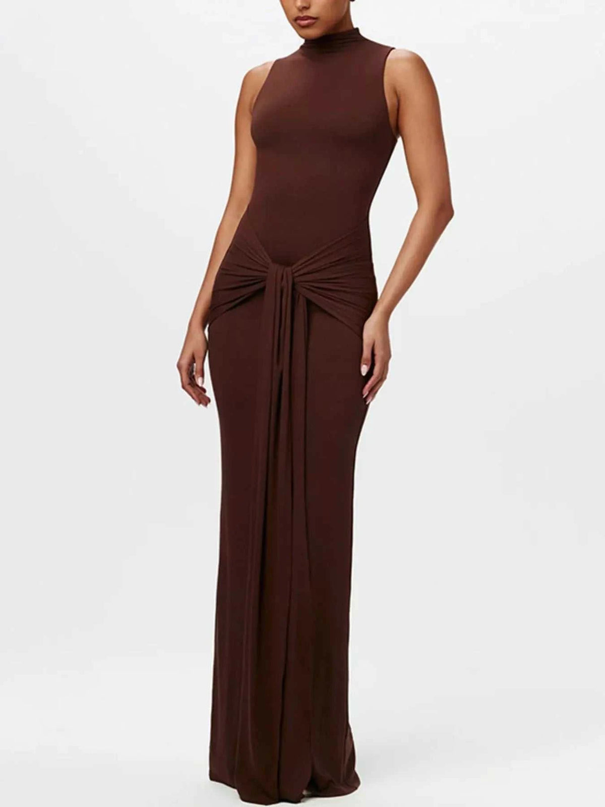 Sleeveless Mock Neck Knot Front Maxi Dress 100100133371526 32 Affordable Fashion Under $100 Jerry's Apparel 