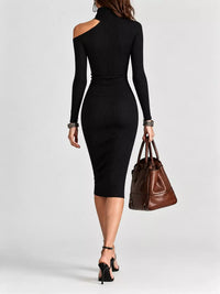 Cold-Shoulder Turtleneck Ribbed Knit Dress 101002903850949 34 Affordable Fashion Under $100 Jerry's Apparel 