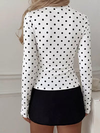 Polka Dot Keyhole Long Sleeve Slim Fit T-Shirt 101001594015640 32 Affordable Fashion Under $100 Jerry's Apparel 