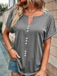 Full Size Decor Button Short Sleeve T-Shirt Plus Size 100100492662512 24 Affordable Fashion Under $100 Jerry's Apparel 