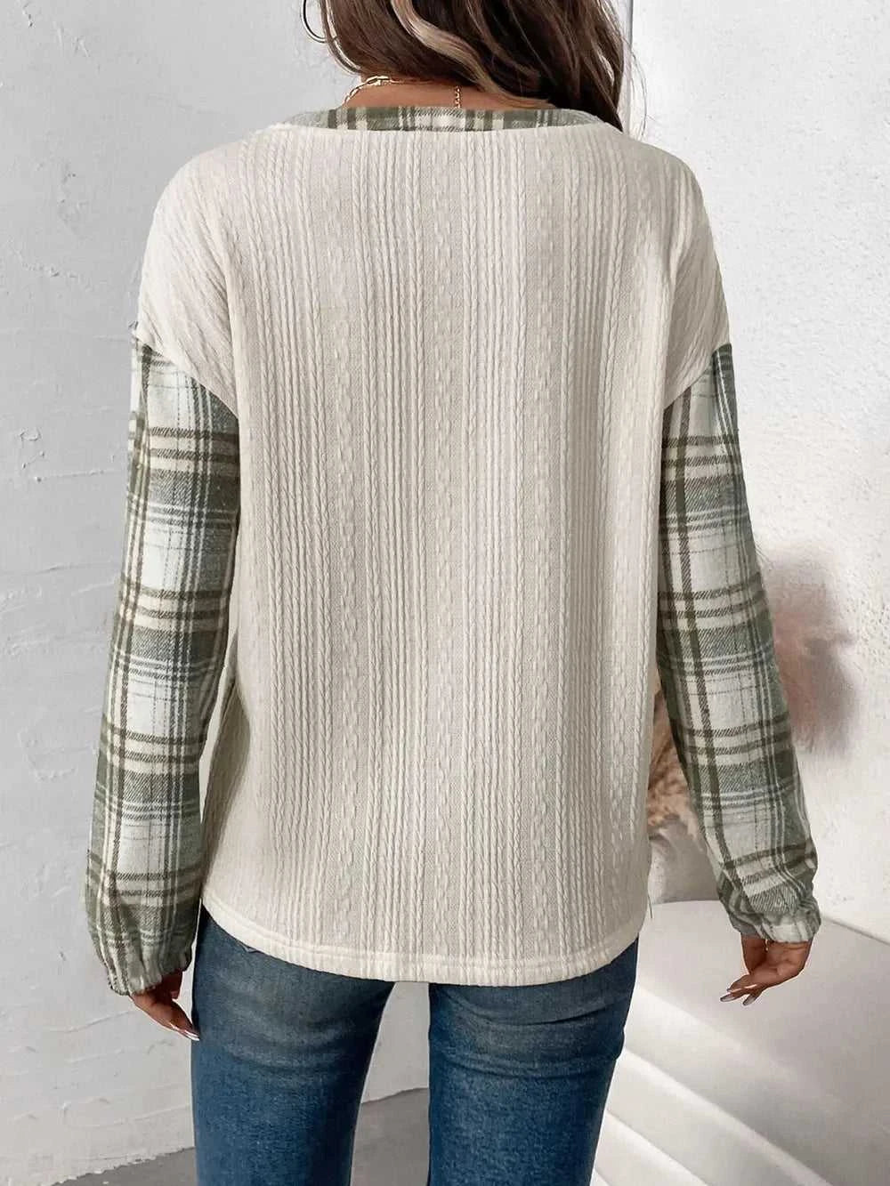 Perfee Plaid Half Button Long Sleeve T-Shirt 100100704091135 40 Affordable Fashion Under $100 Jerry's Apparel 
