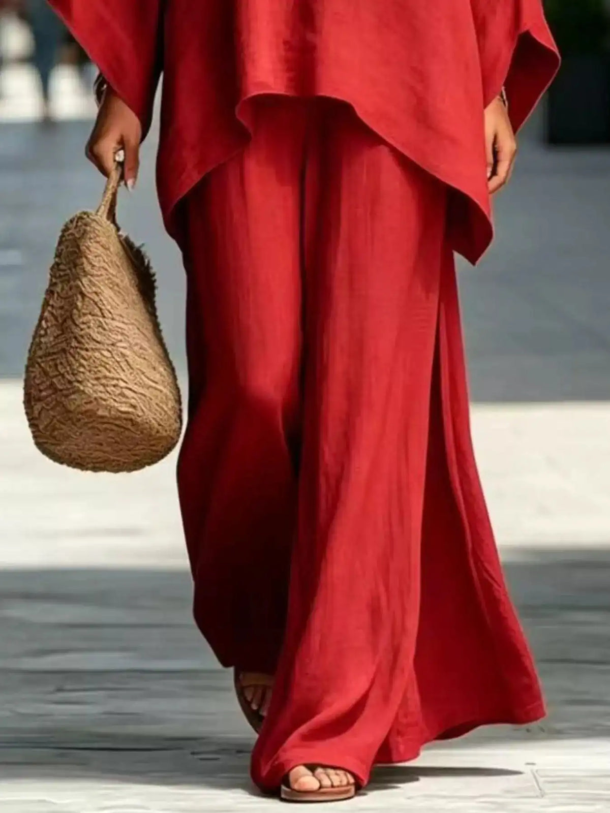 Full Size Batwing Sleeve Top and Wide-Leg Pants Set Plus Size 101001179587547 49 Affordable Fashion Under $100 Jerry's Apparel 