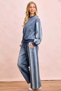 BiBi Washed Denim Lace Contrast Sided Sweatshirt 100100756531525 56 Affordable Fashion Under $100 Jerry's Apparel 