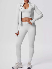 Tank & Zip-Up Jacket and Leggings Three-Piece Active Set 101006896695096 129 Comfortable Weekend Sets Jerry's Apparel 