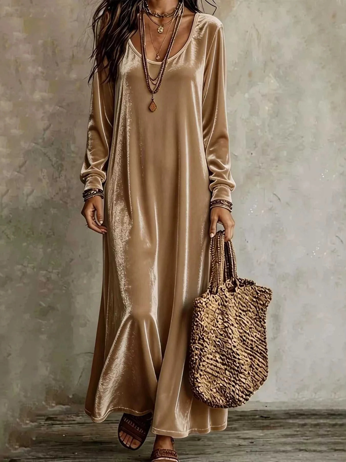 Velvet Maxi Dress with Flowy Hem 100100506619632 27 Affordable Fashion Under $100 Jerry's Apparel 