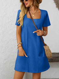 Mandy Square Neck Short Sleeve Mini Dress 100100588511470 24 Affordable Fashion Under $100 Jerry's Apparel 