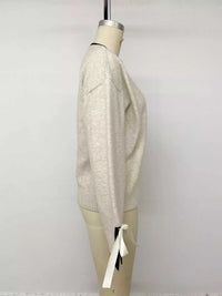Contrast Trim Ribbed Cuff Tie-Sleeve Sweater 100100782496219 43 Women's Sweaters and Knitwear Jerry's Apparel 