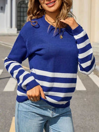 Striped Trim Crew Neck Sweater 100100716857023 49 Affordable Fashion Under $100 Jerry's Apparel 