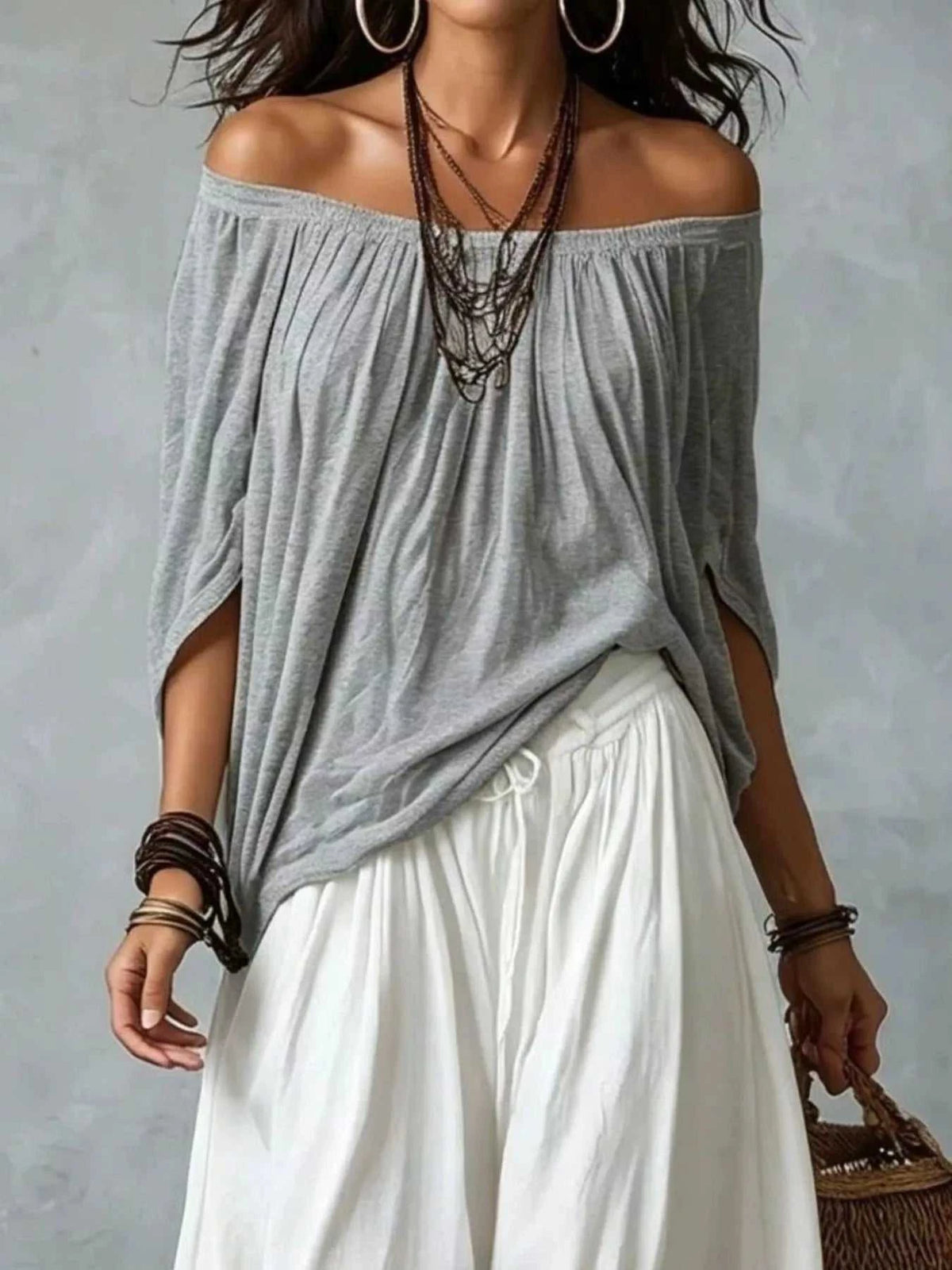 Full Size Off-Shoulder Top and Wide-Leg Harem Pants Set Plus Size 101001665837372 46 Affordable Fashion Under $100 Jerry's Apparel 