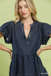 Umgee Chambray Tiered Babydoll Dress 100100059411057 66 Affordable Fashion Under $100 Jerry's Apparel 