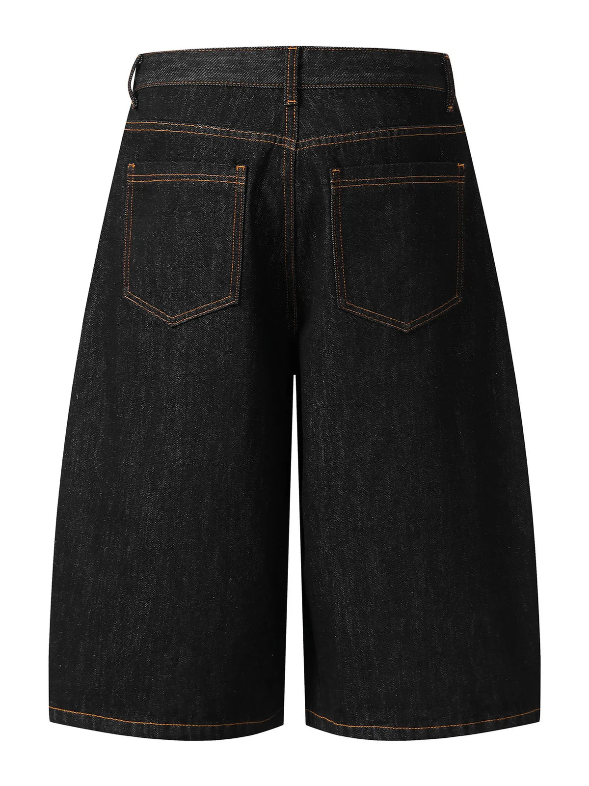 Men's Wide Leg Denim Shorts with Embroidered Pocket Detail