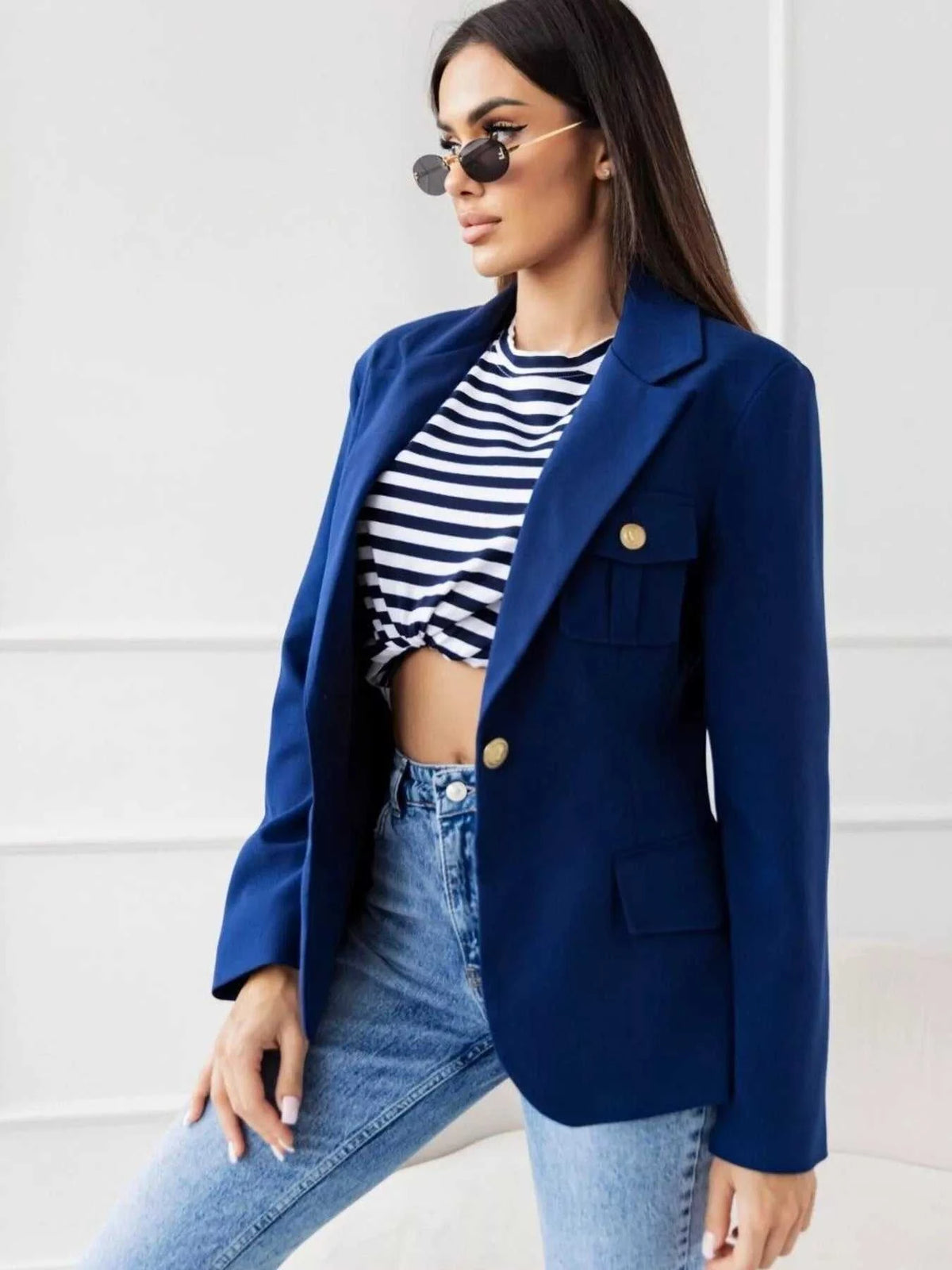 Lapel Collar One Button Blazer 100100419789798 42 Affordable Fashion Under $100 Jerry's Apparel 
