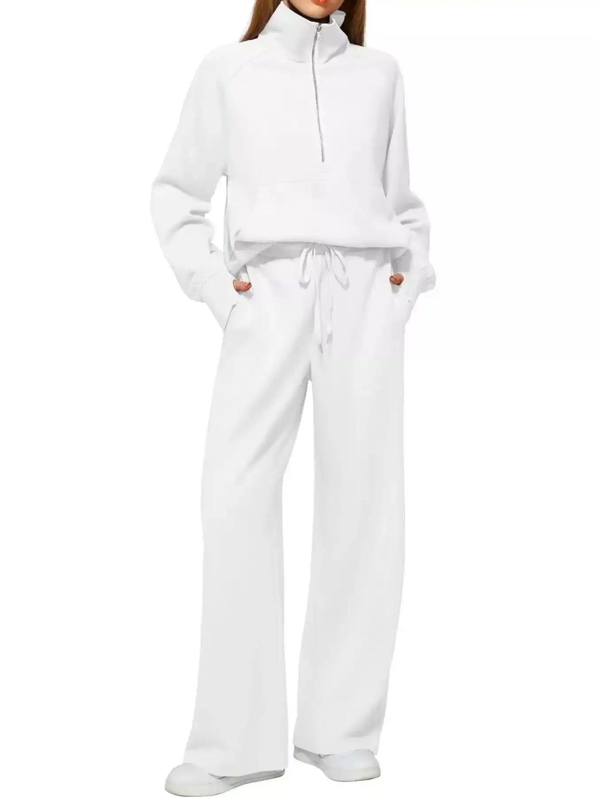 Half-Zip Sweatshirt and Wide-Leg Pants Set 101001840100593 40 Gifts for Her Jerry's Apparel 