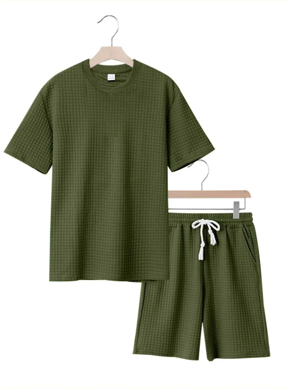 Men's Full Size Textured Round Neck Top and Shorts Set Plus SIze 100400215692578 39 Affordable Fashion Under $100 Jerry's Apparel 